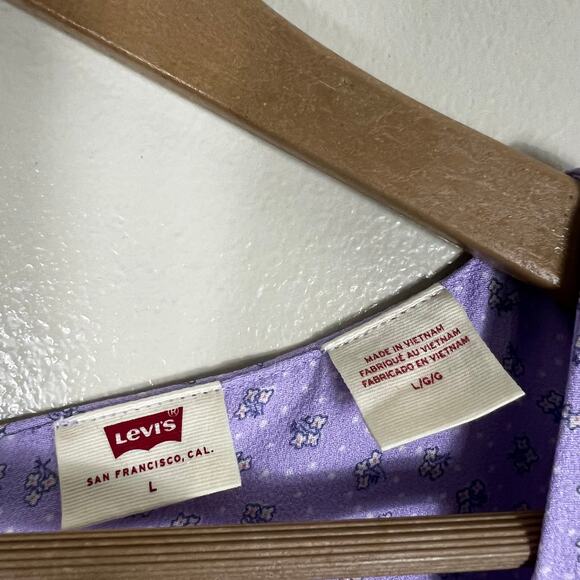 Levi’s Skylar Flutter Dress Womens L Pastel Purple Floral Mini Cottagecore Twee - Picture 5 of 7